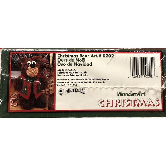 Vintage 1994 WonderArt Christmas Bear K202 No Knitting Crocheting Wrap Tie Yarn - Picture 3 of 4